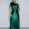 Golden Pleated One-Shoulder Gown | MzStar Fashion | view 4