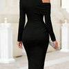 Draped High-Neck Split Midi Dress | MzStar Fashion | view 4
