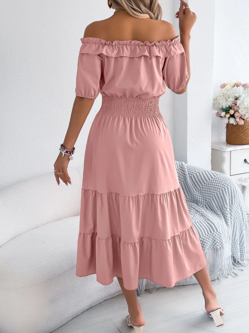 Ruffle Off-Shoulder Midi Dress | MzStar Fashion | view 2