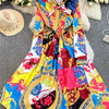 Vintage Print Lace-Up Maxi Dress | MzStar Fashion