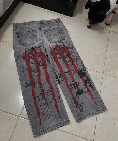 Graphic Gothic Baggy Jeans