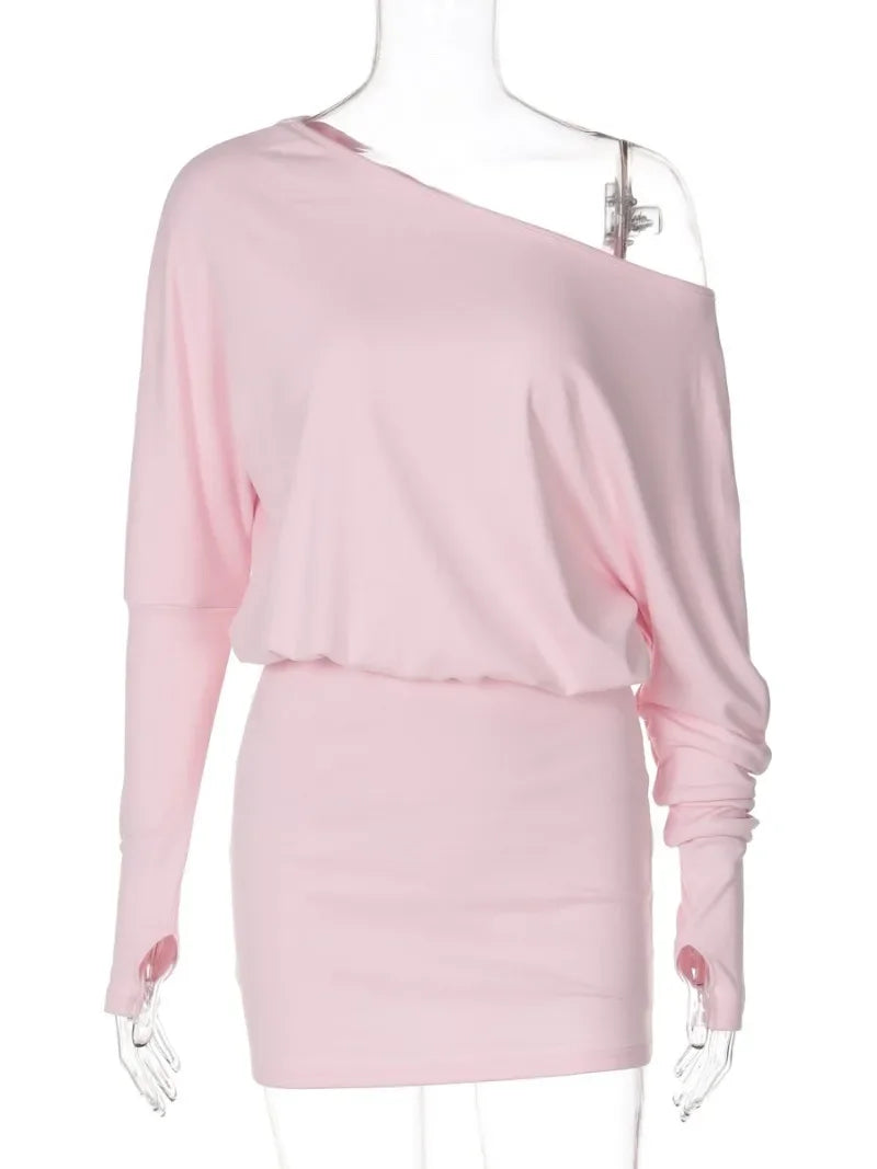 Asymmetric Neck Bodycon Mini Dress | MzStar Fashion | view 5