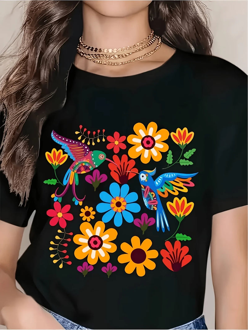 Folk Floral Graphic Tee | MzStar Fashion | view 7