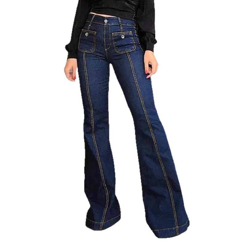 Vintage Slim Flare Jeans | MzStar Fashion | view 4