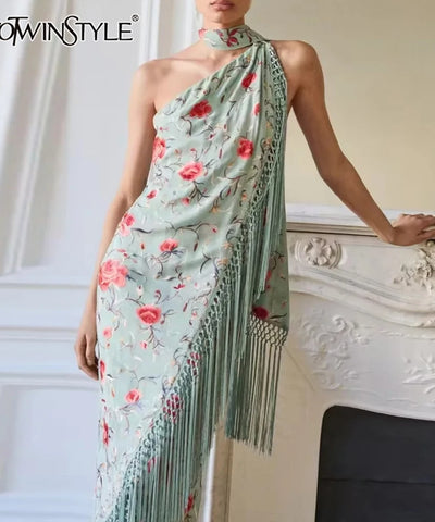 Boho Print Asymmetric Tassel Dress | MzStar Fashion