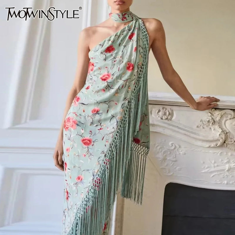 Boho Print Asymmetric Tassel Dress | MzStar Fashion