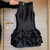 Black Satin Ruffle Vest Dress | MzStar Fashion | view 4