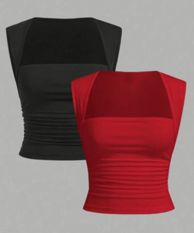 Solid Vest Two-Piece Set | MzStar Fashion