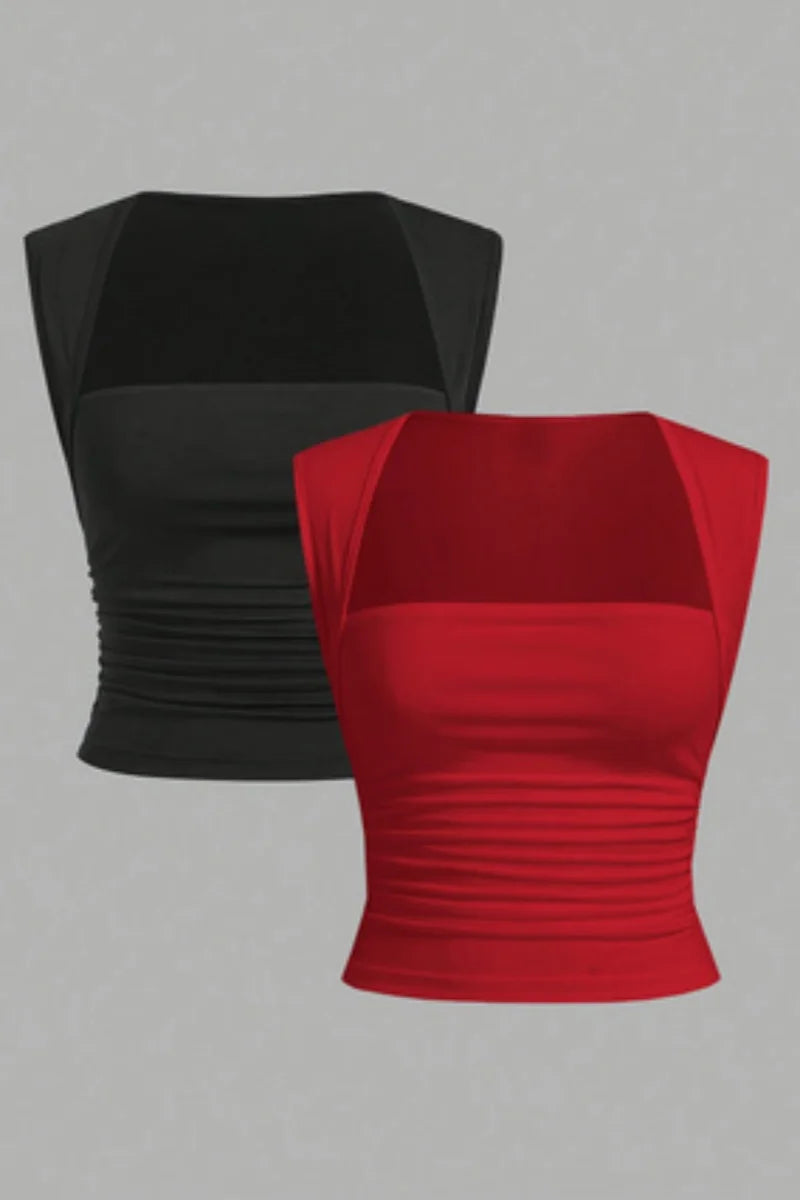Solid Vest Two-Piece Set | MzStar Fashion