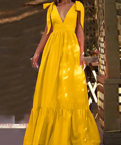 Bowknot Backless Maxi Dress | MzStar Fashion