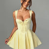 Yellow Lace-Up A-Line Dress | MzStar Fashion | view 4