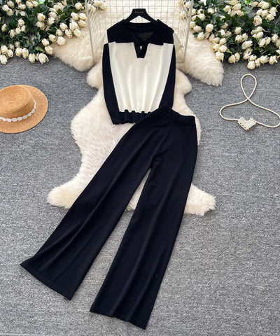 V-Neck Knit Two-Piece Set