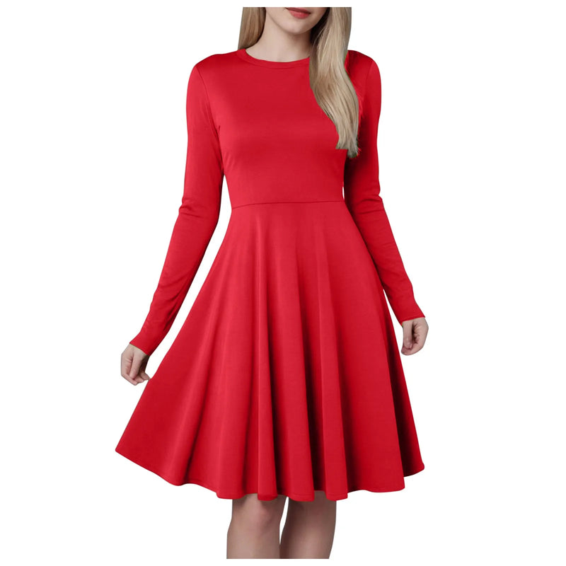 Pleated A-Line Long-Sleeve Dress | MzStar Fashion | view 4