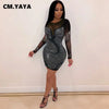 Rhinestone Mesh Bodycon Midi Dress | MzStar Fashion