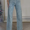 Rhinestone Washed Mom Jeans | MzStar Fashion | view 4