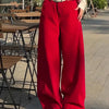 Retro Red Wide-Leg Jeans | MzStar Fashion | view 5