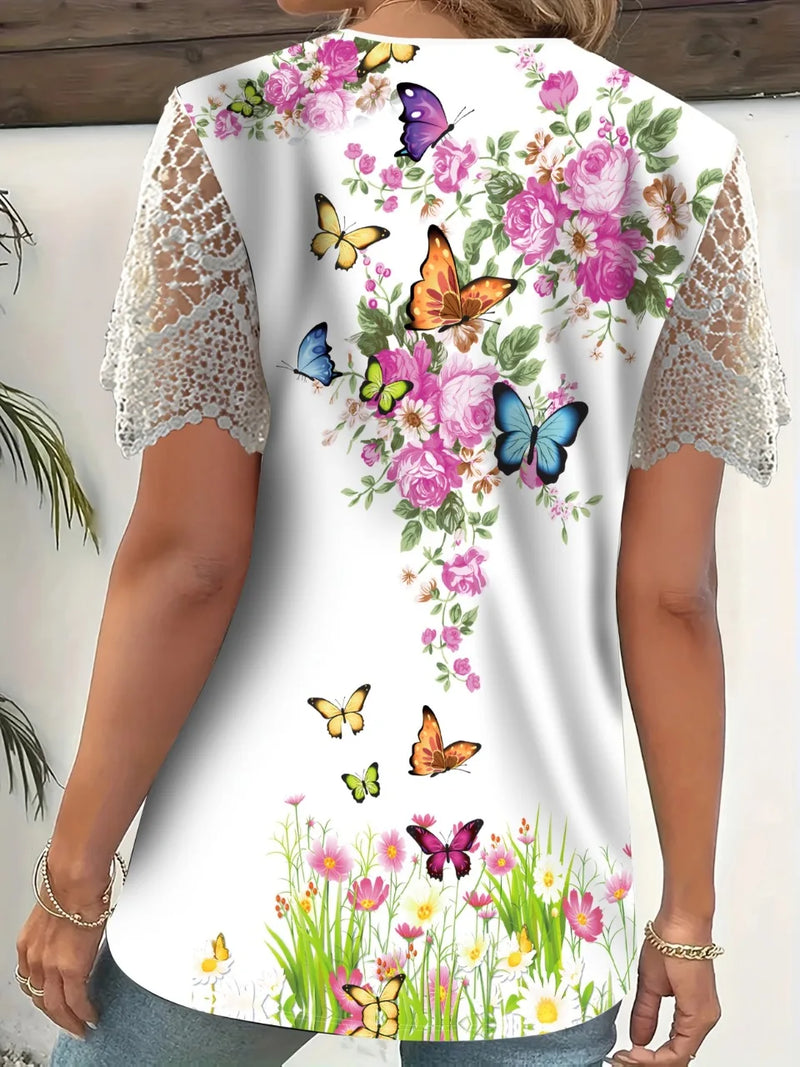 Floral Lace Crochet Tee | MzStar Fashion | view 7