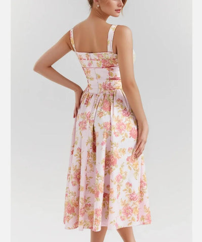 Pink Floral Ribbon Tank Dress