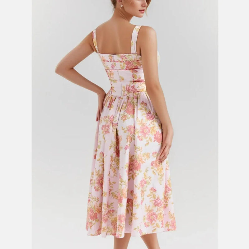 Pink Floral Ribbon Tank Dress | MzStar Fashion | view 2