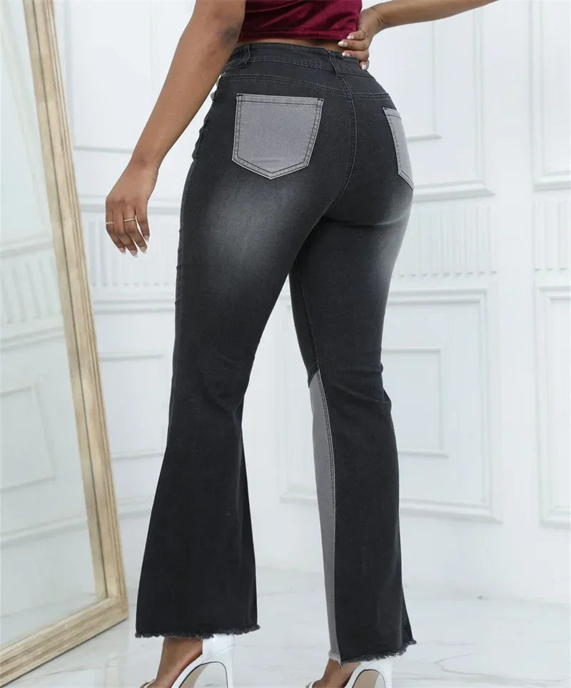 Two-Tone Washed Flared Jeans | MzStar Fashion | view 4