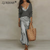 Sweater & Satin Dress Set | MzStar Fashion