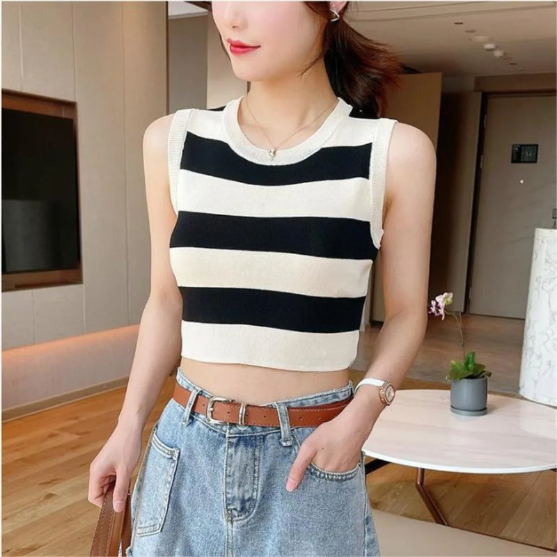 Plaid Knit Crop Vest | MzStar Fashion | view 8