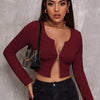 Double-Zip Ribbed Crop Top | MzStar Fashion