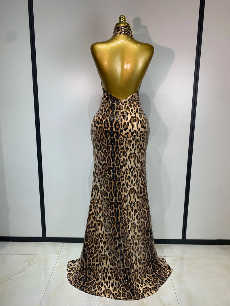 Leopard Sequin Mermaid Maxi Dress | MzStar Fashion | view 4