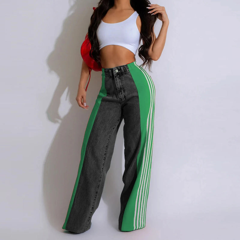 High Waist Striped Straight Leg Jeans | MzStar Fashion | view 5