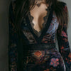 Velvet Floral Gothic Mini Dress | MzStar Fashion | view 4