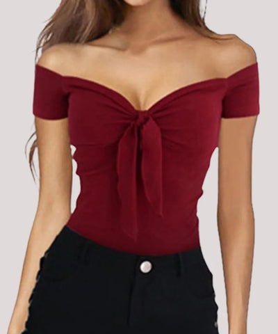 Lace-Up Off-Shoulder Top | MzStar Fashion