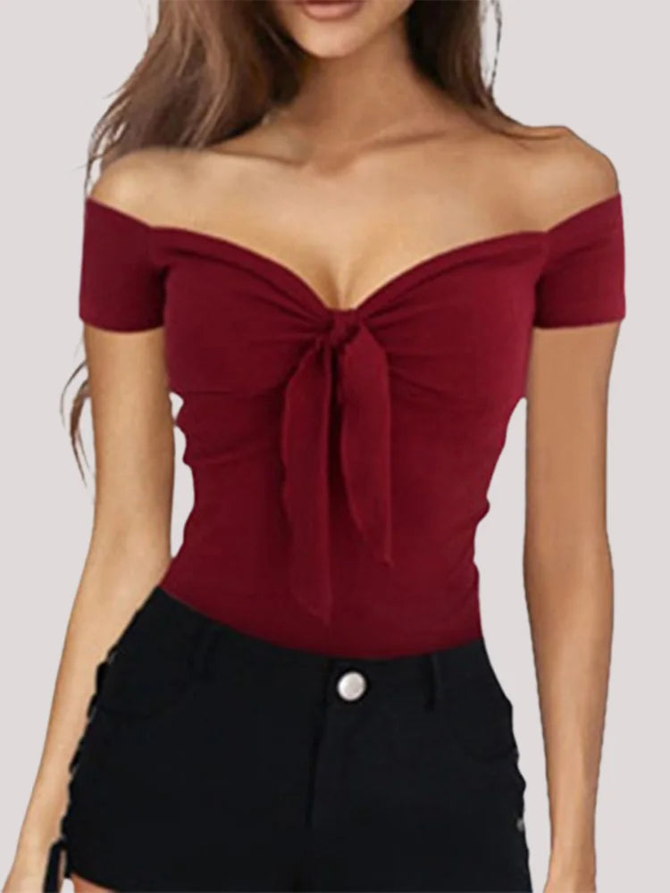 Lace-Up Off-Shoulder Top | MzStar Fashion