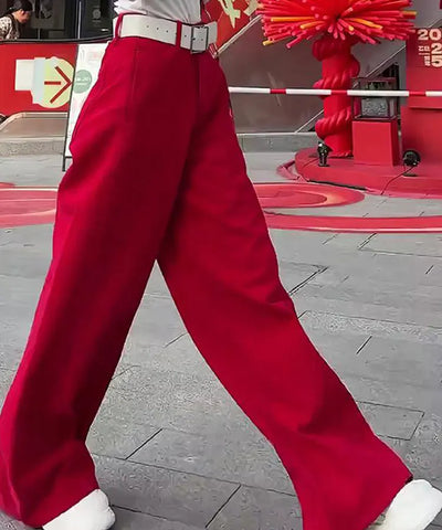 Retro Red Wide-Leg Jeans