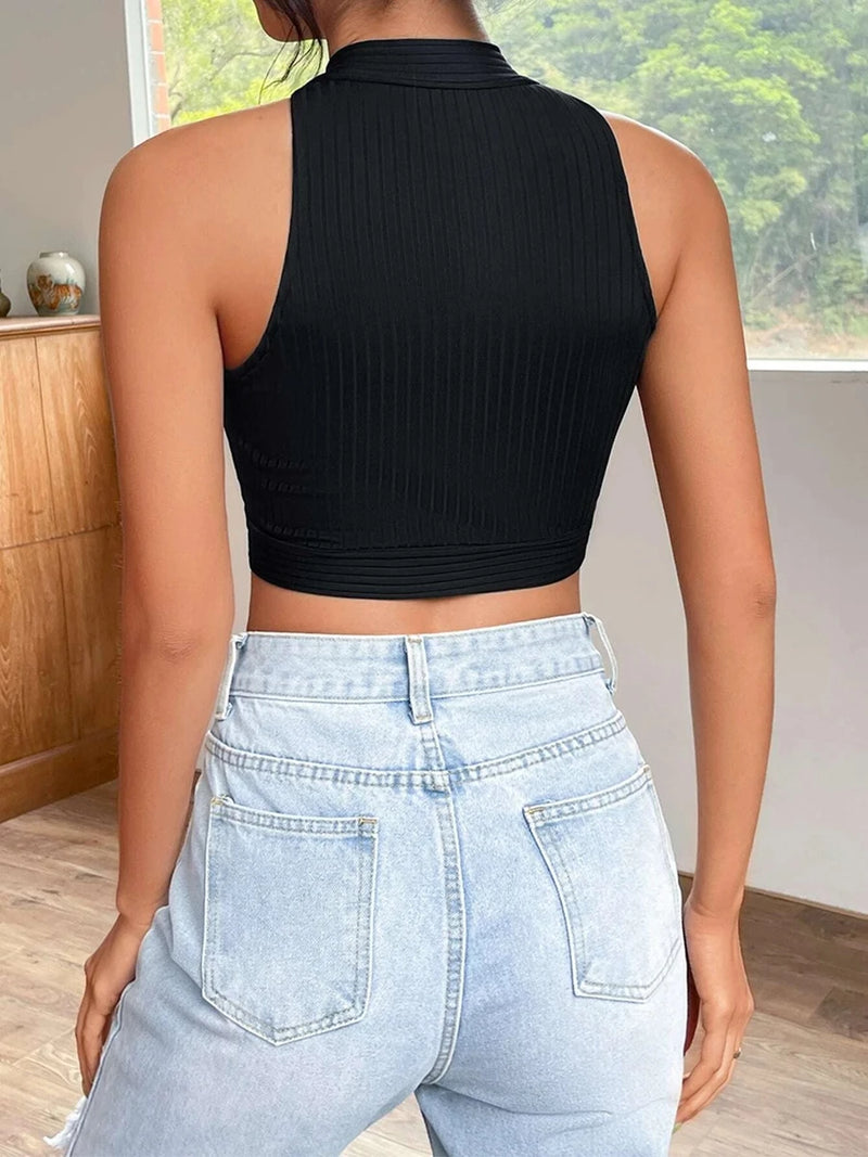 Keyhole Rib-Knit Tank | MzStar Fashion | view 8