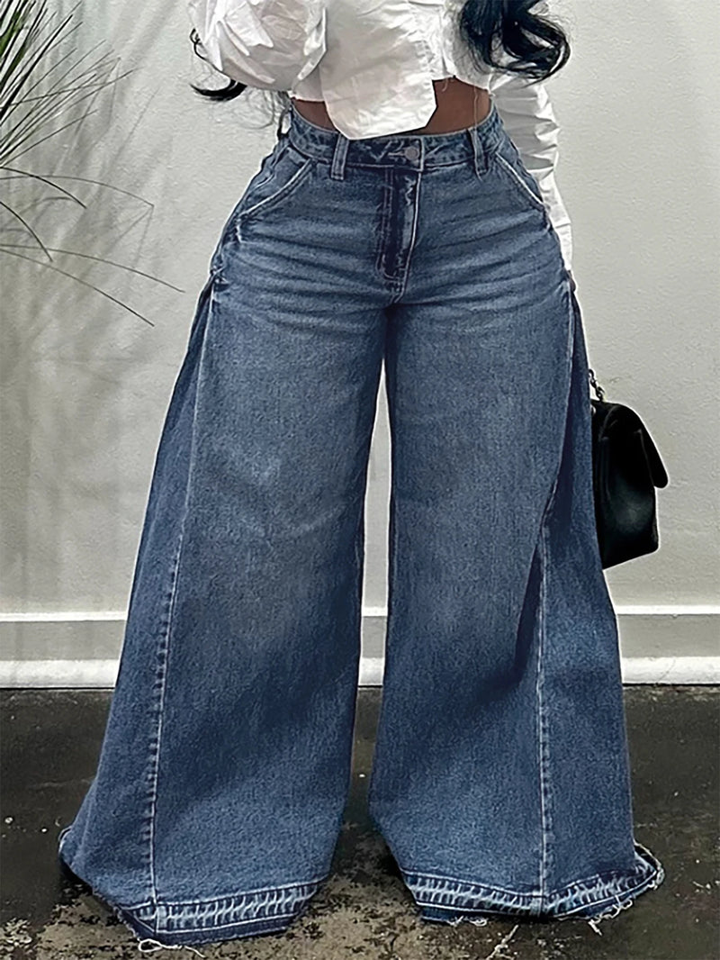 Y2K Flared Wide-Leg Jeans | MzStar Fashion | view 7