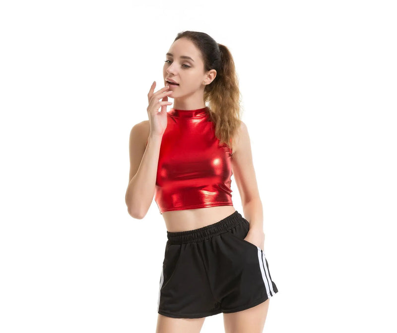 Metallic Mock-Neck Crop Tank | MzStar Fashion | view 5