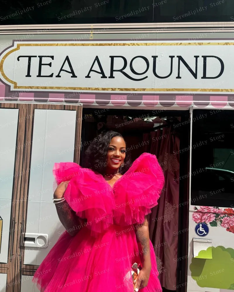 Hot Pink Ruffle Organza Mini Dress | MzStar Fashion | view 4