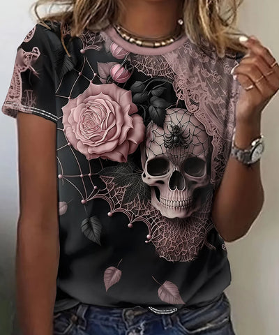 Skull Rose Gothic Tee | MzStar Fashion