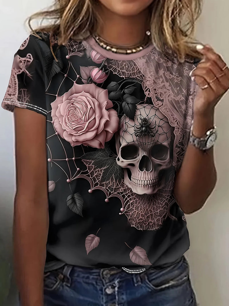 Skull Rose Gothic Tee | MzStar Fashion