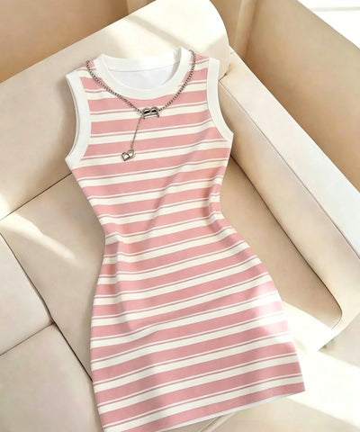 Striped Sleeveless Mini Dress | MzStar Fashion