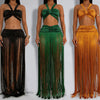 Tassel Knit Two-Piece Maxi Dress Set | MzStar Fashion