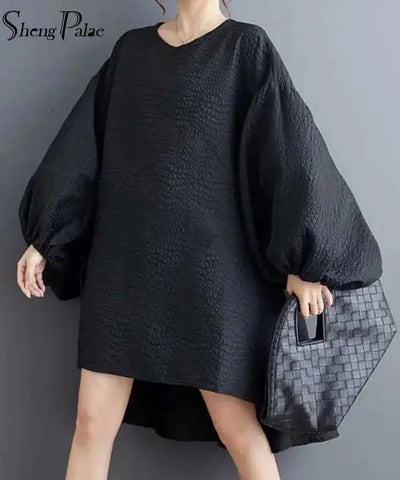 Asymmetric Hem Black Dress | MzStar Fashion