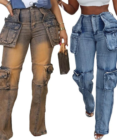 Distressed Ankle Cargo Jeans | MzStar Fashion