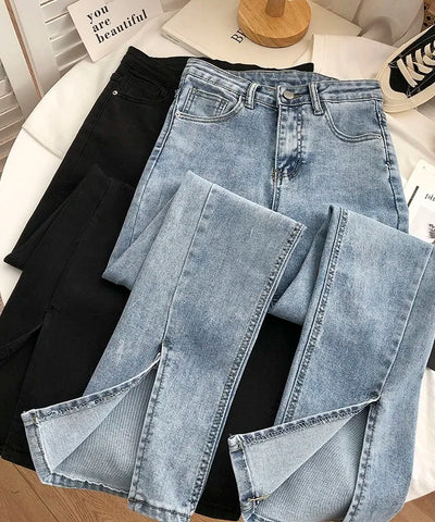 Split-Hem Flared Bootcut Jeans | MzStar Fashion