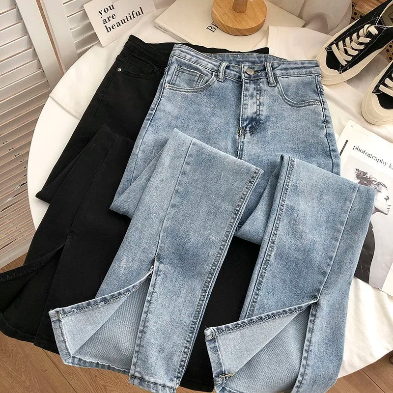 Split-Hem Flared Bootcut Jeans | MzStar Fashion