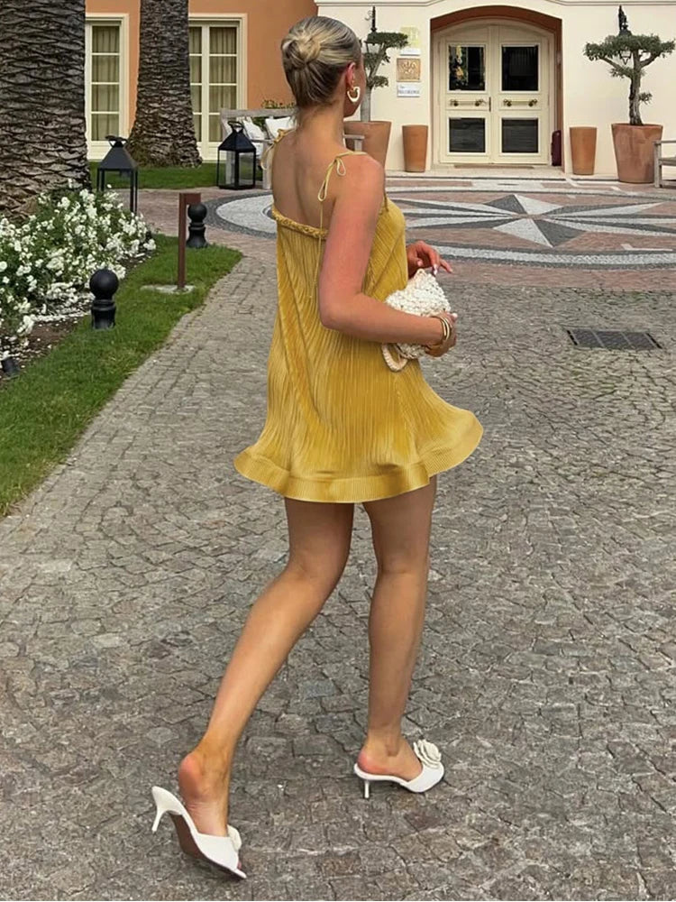Silky Pleated Strapless Mini Dress | MzStar Fashion | view 2