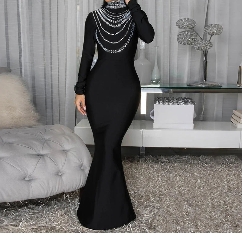 Sequin Mermaid High-Slit Gown | MzStar Fashion | view 3
