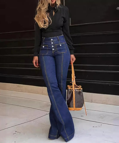 Retro Stretch Flared Jeans | MzStar Fashion