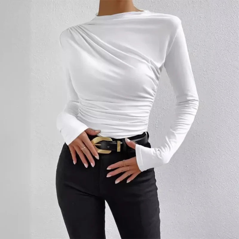 Skew Neck Basic Crop Top | MzStar Fashion