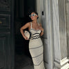 Striped Knit Halter Maxi Dress | MzStar Fashion | view 8